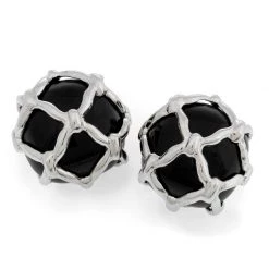 Scully & Scully 18k White Gold Black Onyx Net Covered Earrings -Jewelry Shop unnamed file 913