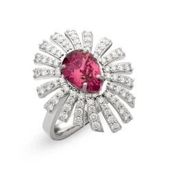 Scully & Scully 18k White Gold Diva Rubelite & Diamond Ring