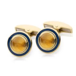 Scully & Scully 18k Gold Citrine Center Cufflinks