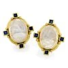 Scully & Scully 18k Gold Oval Moonstone & Sapphire Earrings -Jewelry Shop unnamed file 937