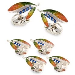 Scully & Scully Sterling Silver Fly Cufflinks & Studs Set