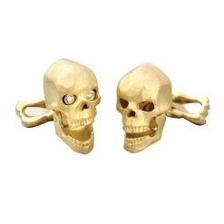 Scully & Scully 18K Gold And Diamond Skull Cufflinks