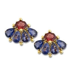 Scully & Scully 18k Gold Iolite Fan Earrings