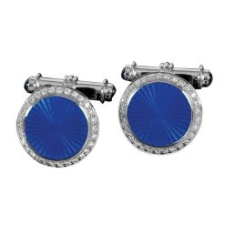 Scully & Scully 18k Gold Enamel Cufflinks With Sapphires And Diamonds