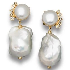 Scully & Scully 18k Gold Cleo Baroque Pearl Fan Earrings
