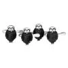 Scully & Scully 18k White Gold Carved Black Owls With Diamond Eyes Studs, Set Of 4 -Jewelry Shop unnamed file 984