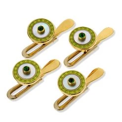 Scully & Scully 18k Gold Studs With Lime Enamel, Set Of 4